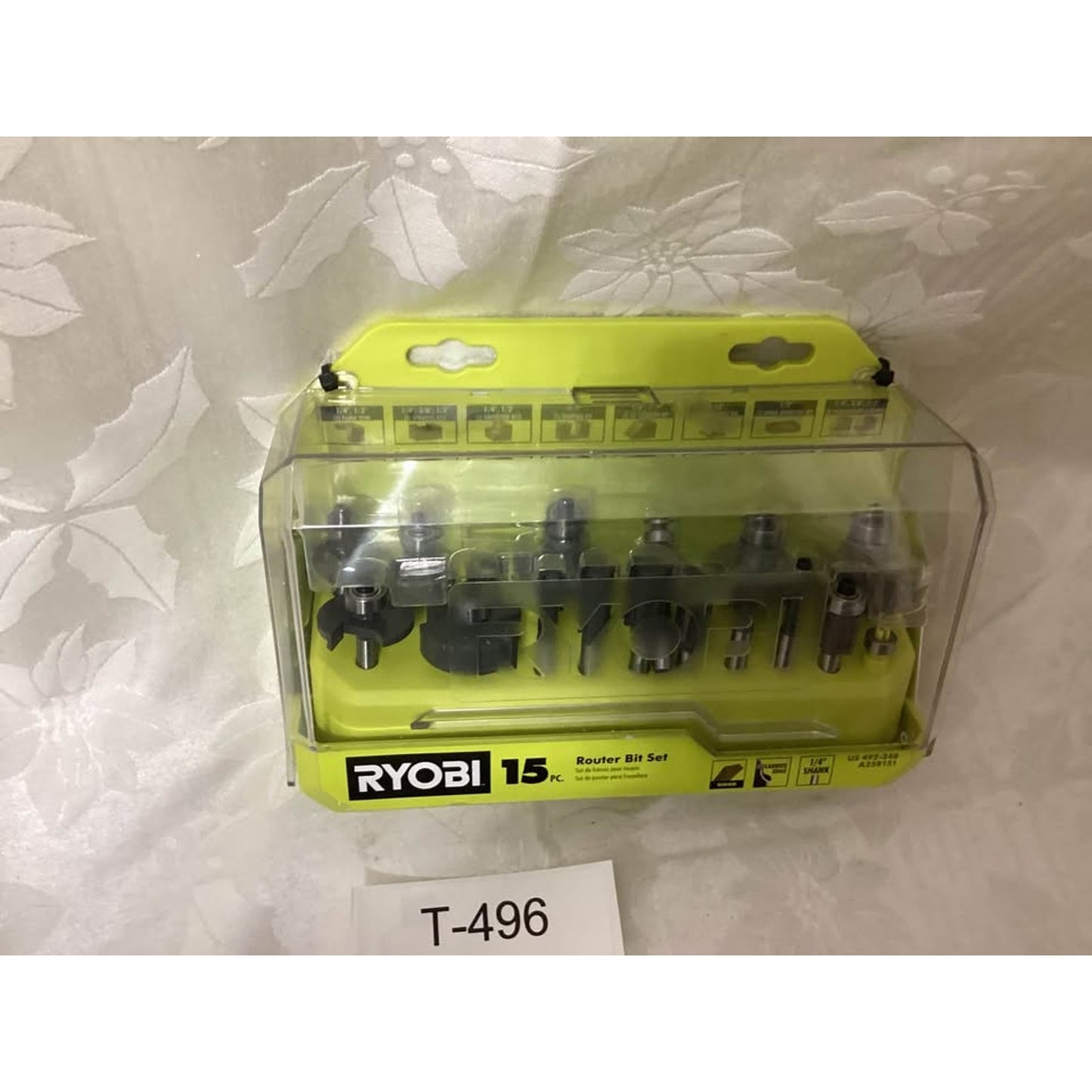 Ryobi 15 PC Router Bit Set 1/4" Shank T-496