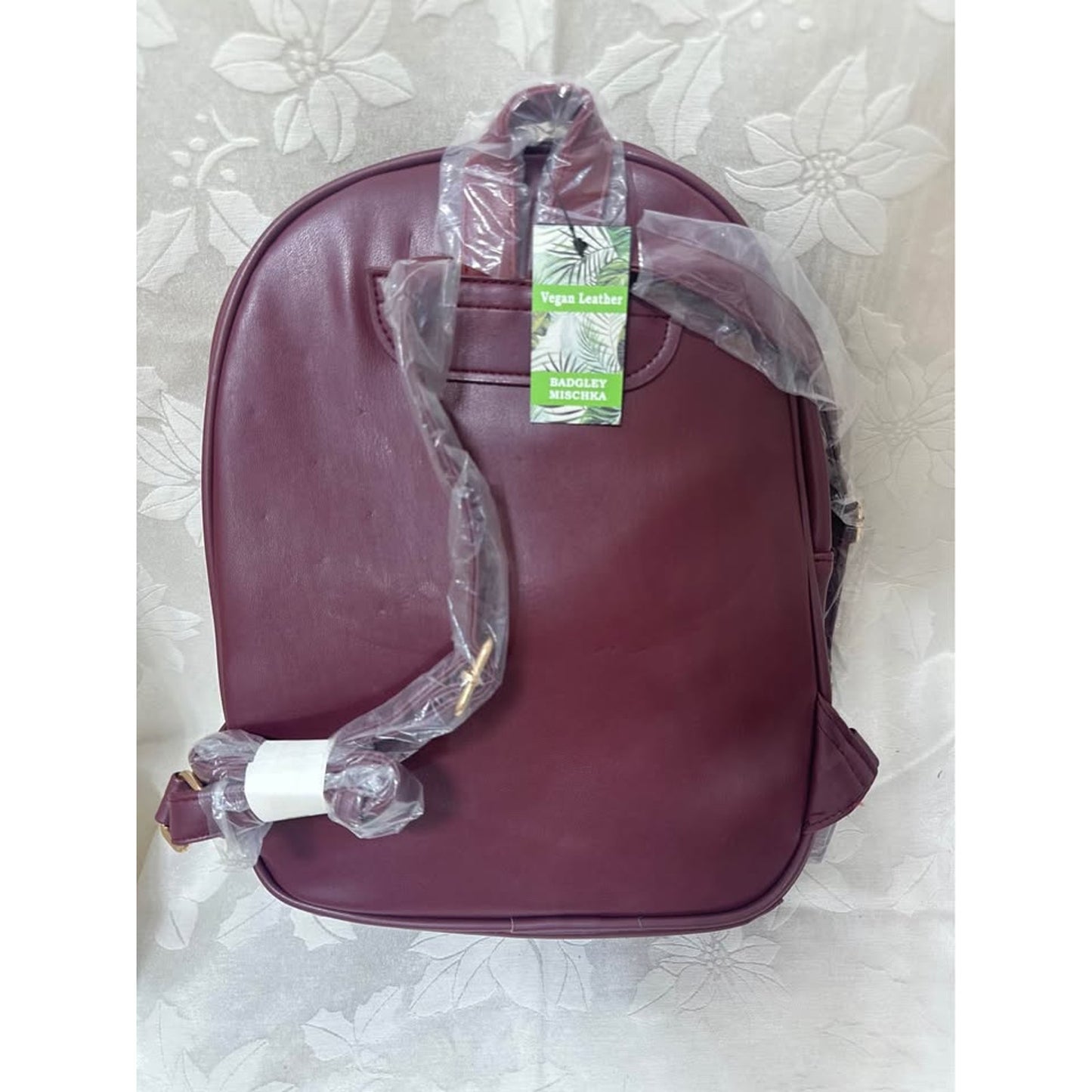 Badgley Mischka plum Vegan Leather Backpack. B157