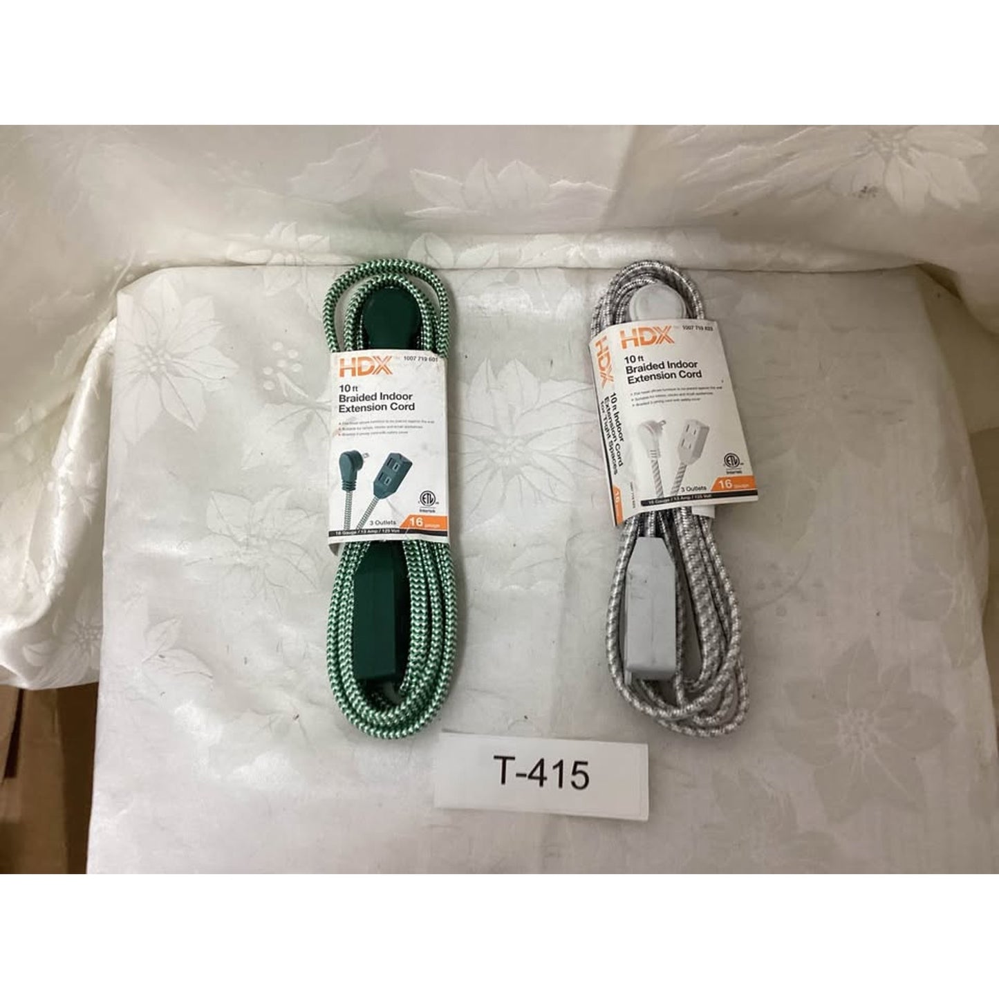 HDX 10 ft Braided Indoor Extension Cords 3 Outlets 2-Pack T-415