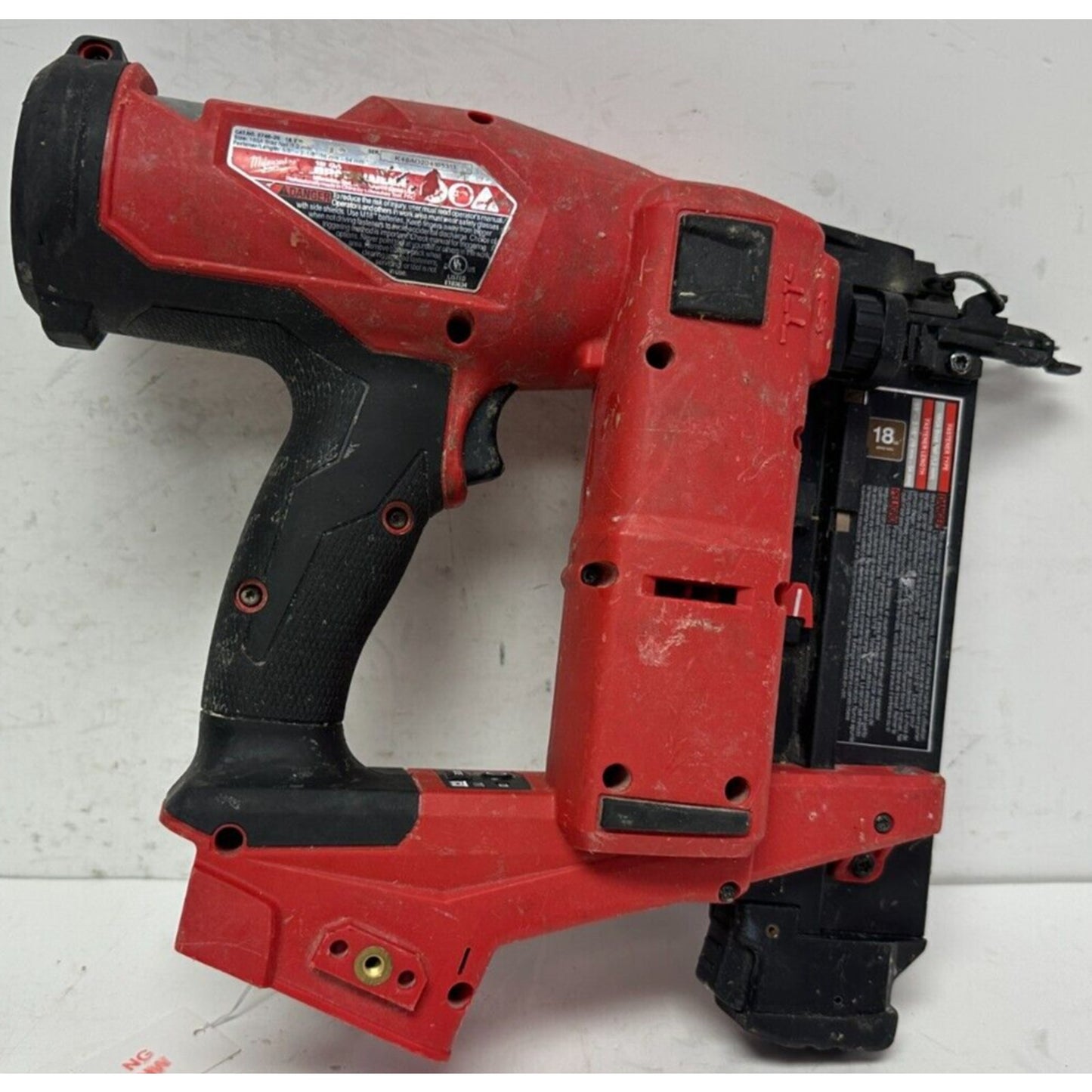 Milwauke 2746-20 M18 FUEL 18 Gauge Brad Nailer - Red T-672 Has Marks From Labels