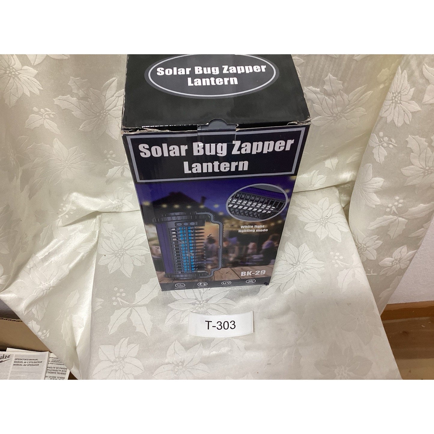Solar Powered Bug Zapper Lantern, Black Outdoor Lantern, Model BK-29 T-303