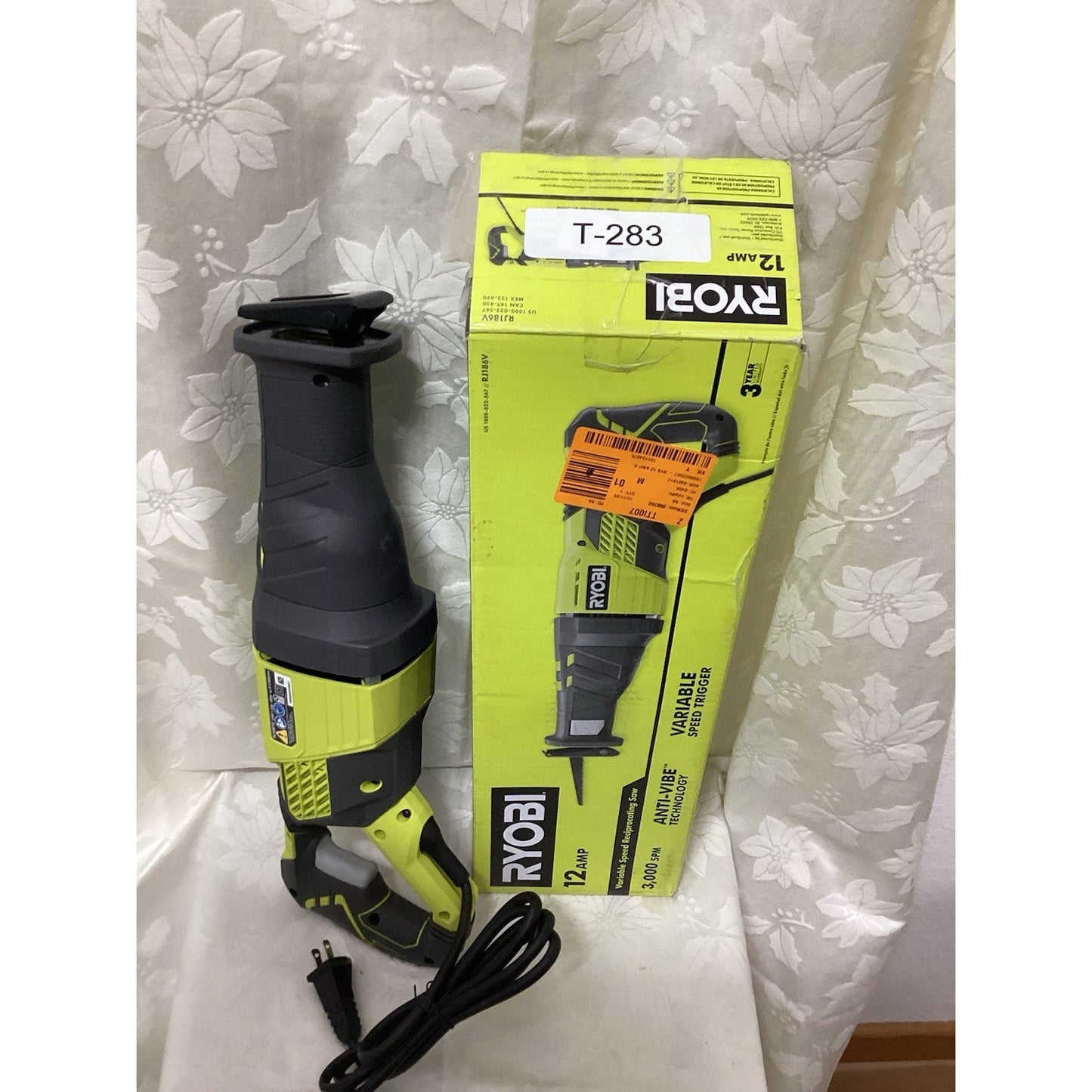 Ryobi RJ186V Reciprocating Saw Corded Electric Green Black Tool T-283