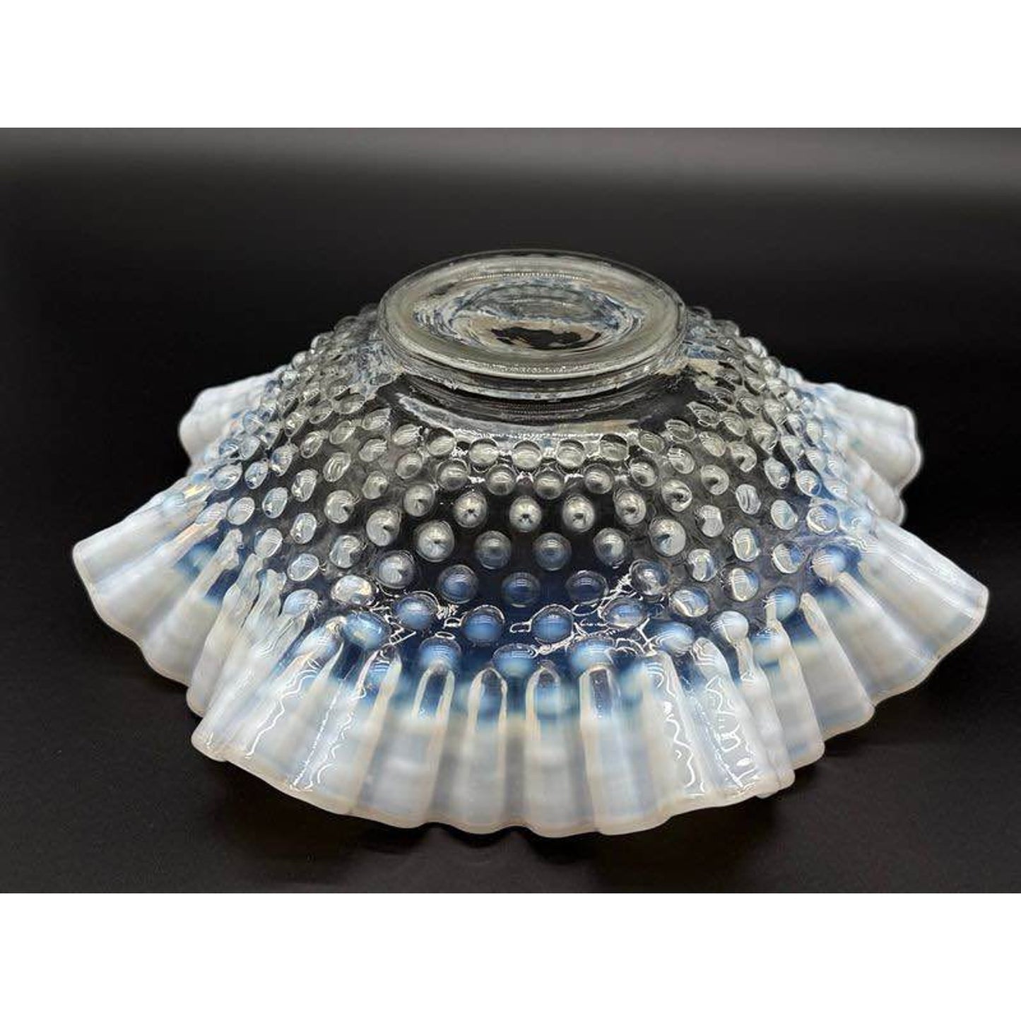 Vintage Fenton Opalescent Ruffled Hobnail Dish