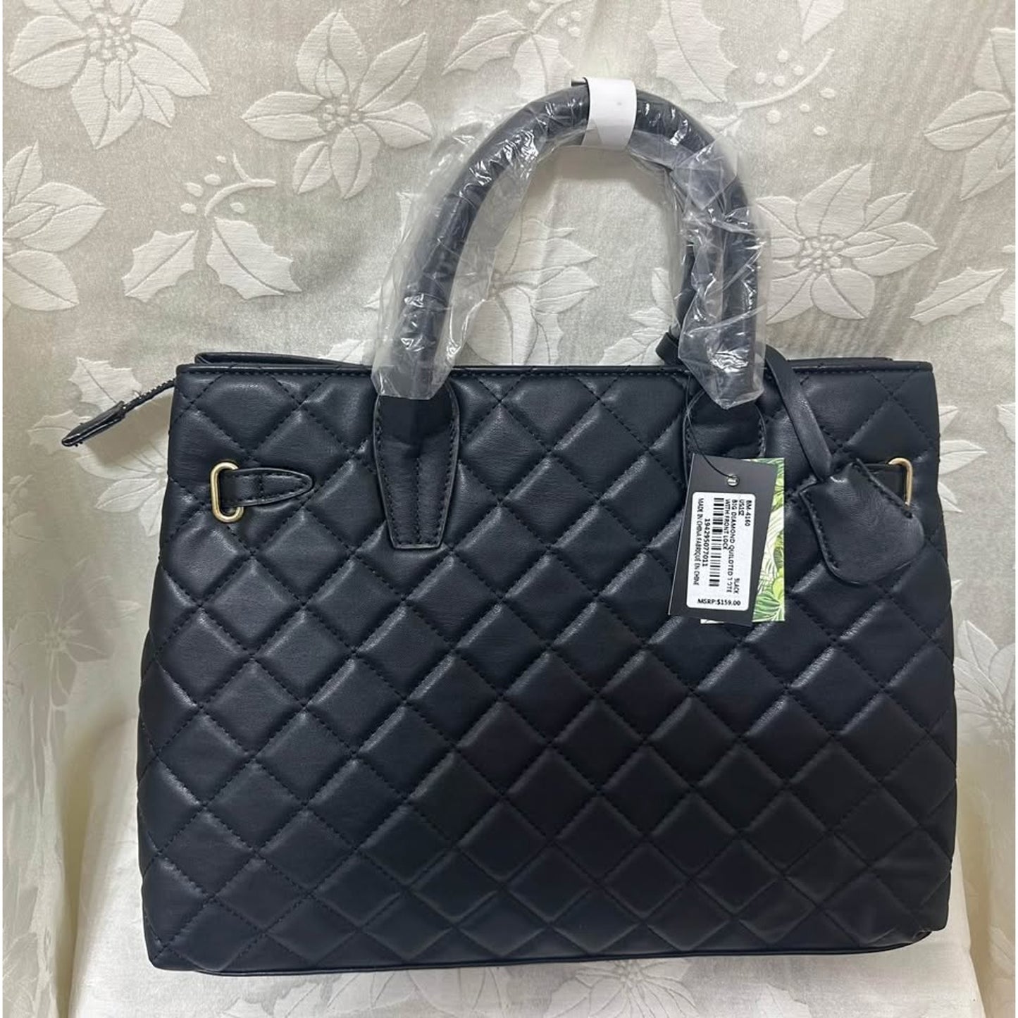 Badgley Mischka Big Diamond Quilted black Tote B138