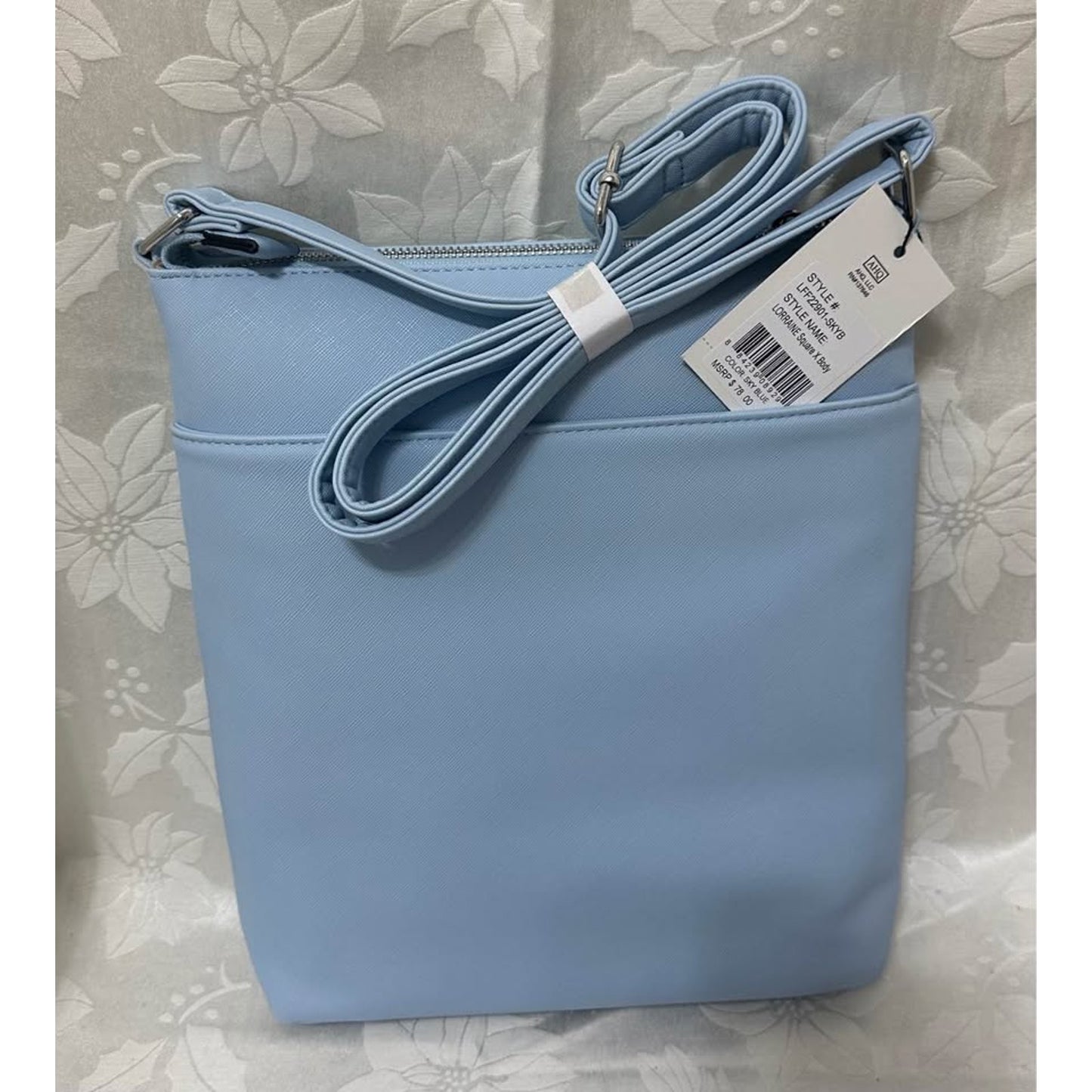 NEW London Fog Lorraine Square CrossBody Bag. Sky blue. B120