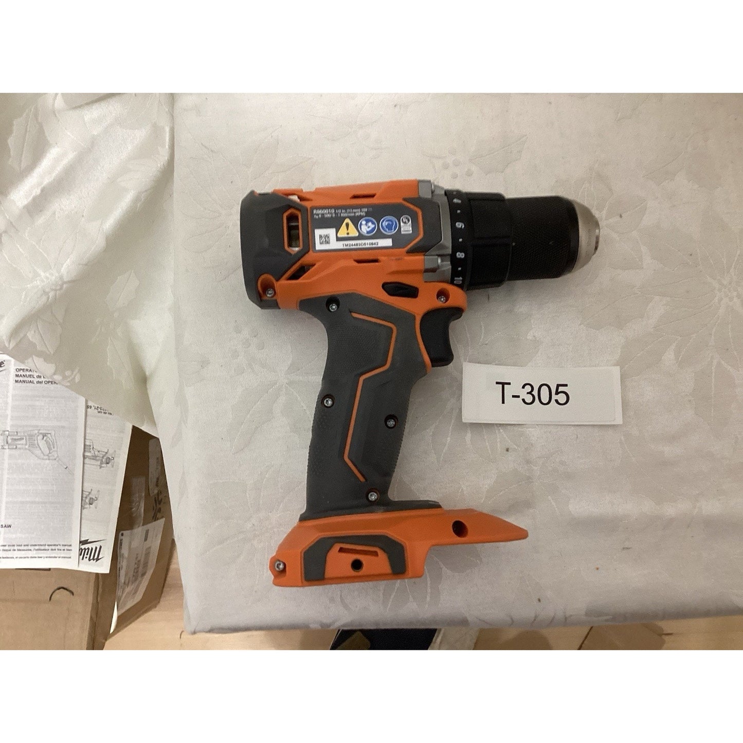 RIDGID R86115 18V Cordless Drill Driver Orange Black Keyless Chuck T-305