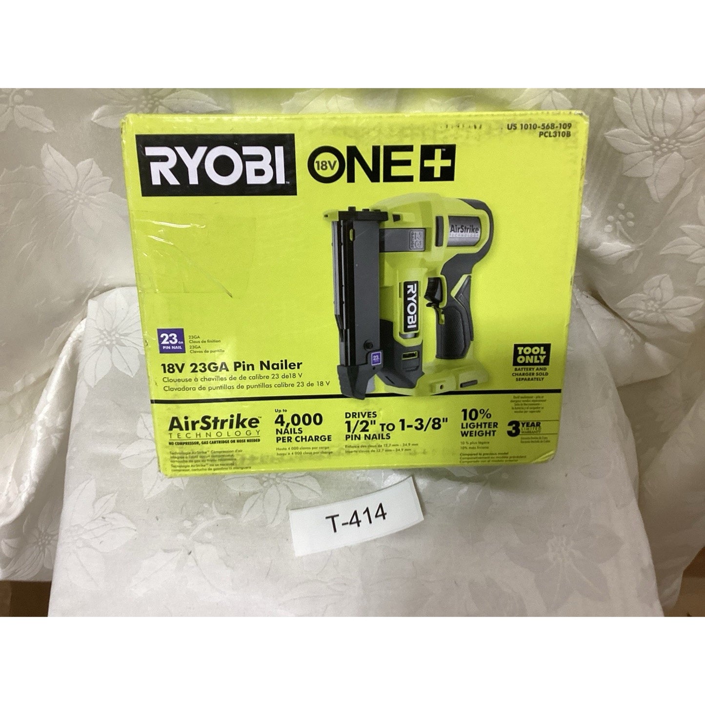 RYOBI ONE 18V Cordless Airstrike 23-Gauge Pin Nailer OPEN BOX BRANDNEW T-414
