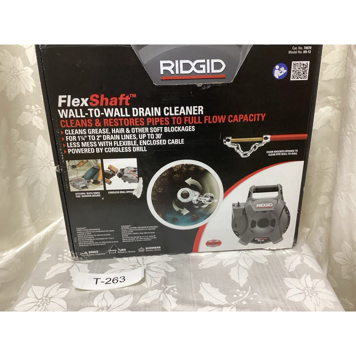 RIDGID K9-12 FlexShaft Drain Cleaner 30 ft Flexible Enclosed Cable T-263
