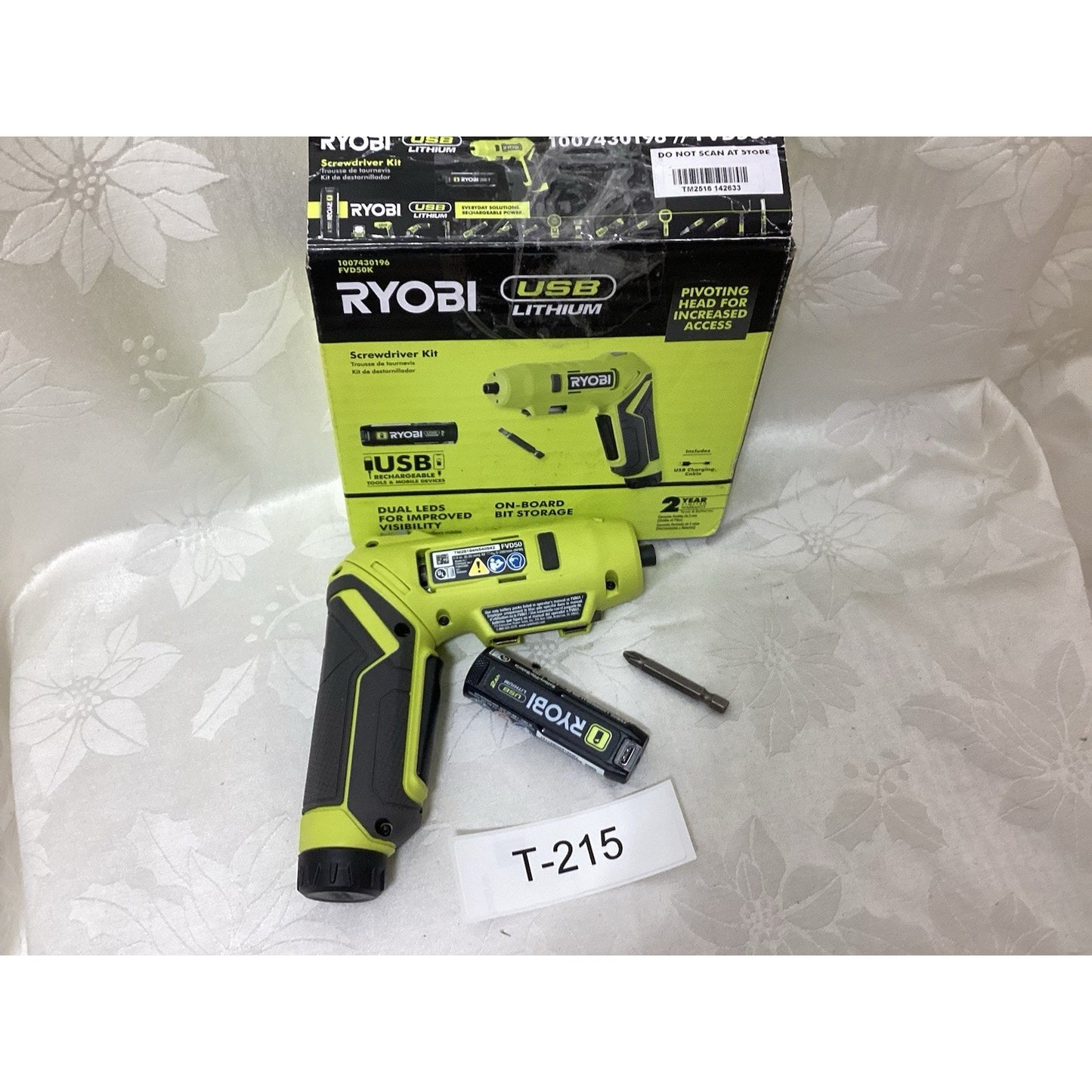 Ryobi FVD50K USB Lithium Screwdriver Kit 4V Li-Ion Battery Green/Black T-215