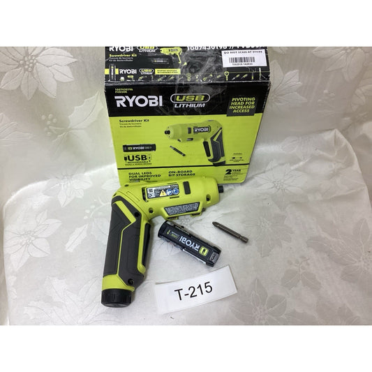 Ryobi FVD50K USB Lithium Screwdriver Kit 4V Li-Ion Battery Green/Black T-215