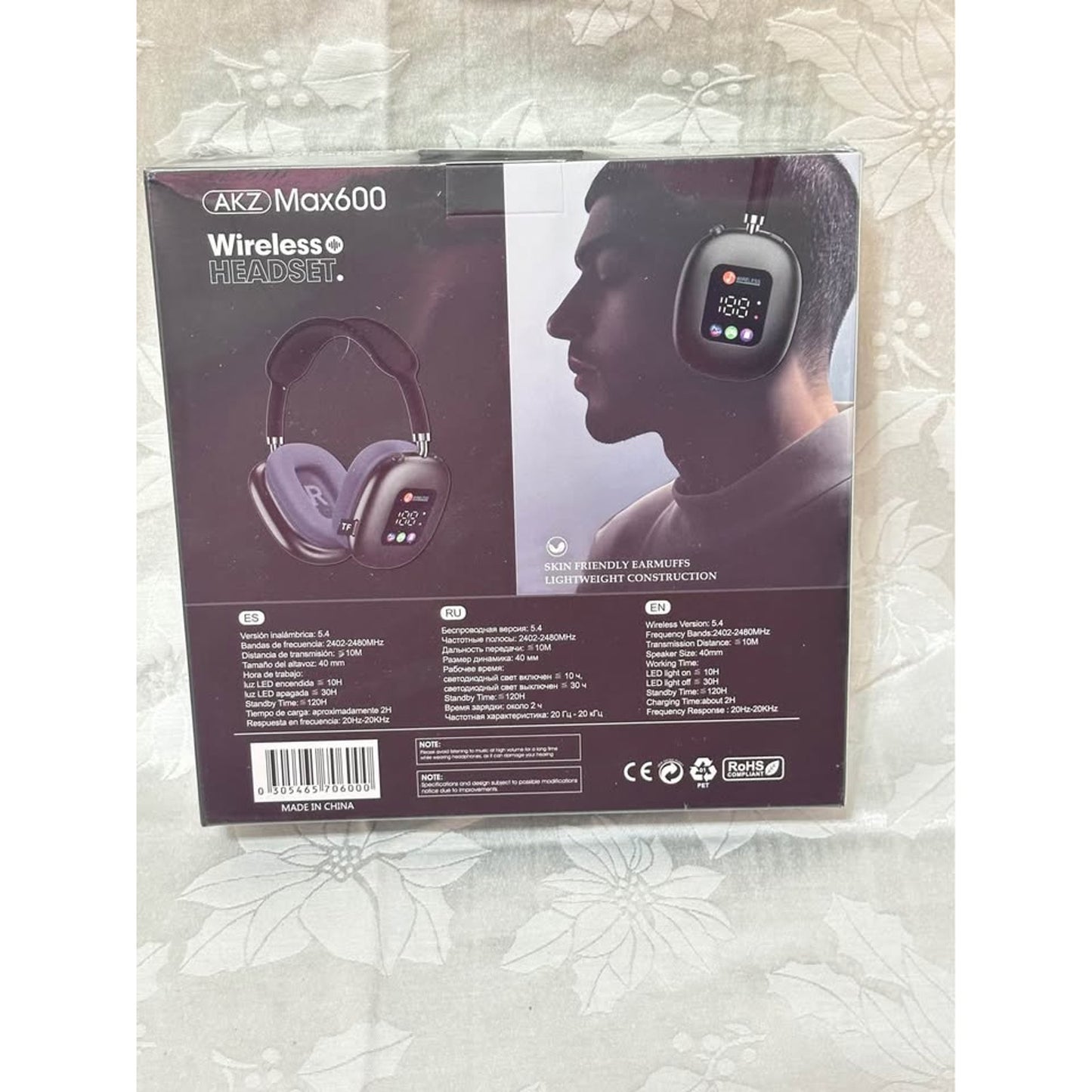 AKZ Max600 Wireless Headset Super Bass Sound Pure Audio