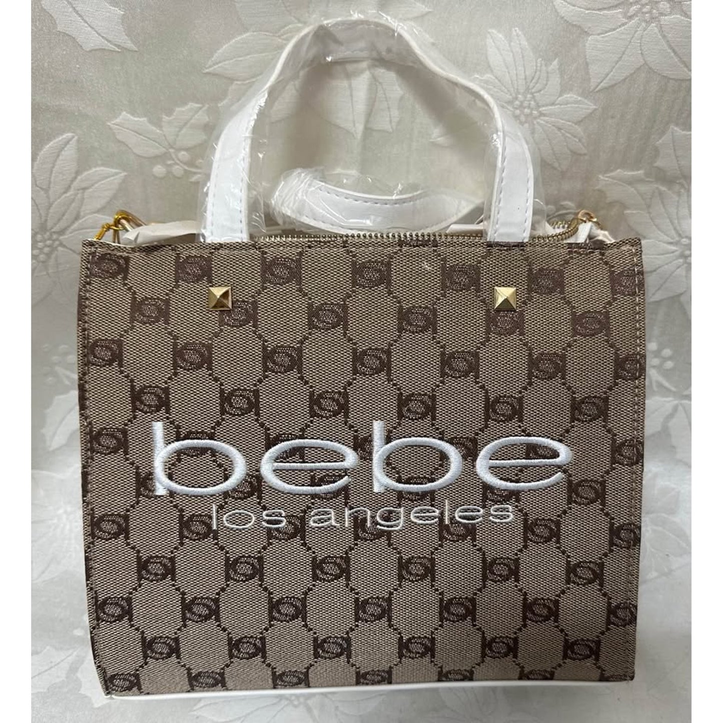 NEW bebe Talulla Small Satchel with white writing. B144