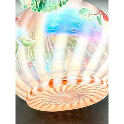 K. Bill Fenton Signed Art Glass Paperweight, Clear Multicolor Swirl