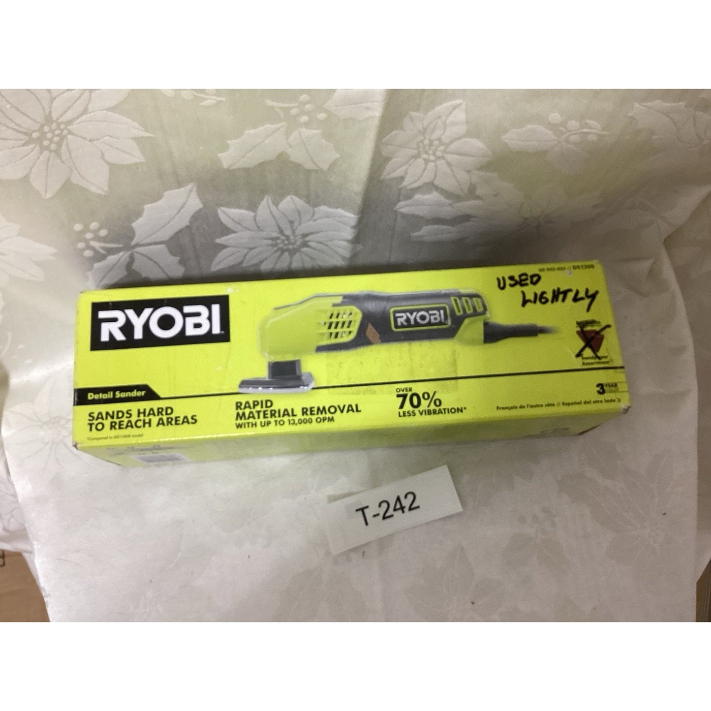 Ryobi DS1300 Detail Sander for Wood, Model DS1300, MPN DS1300 T-242