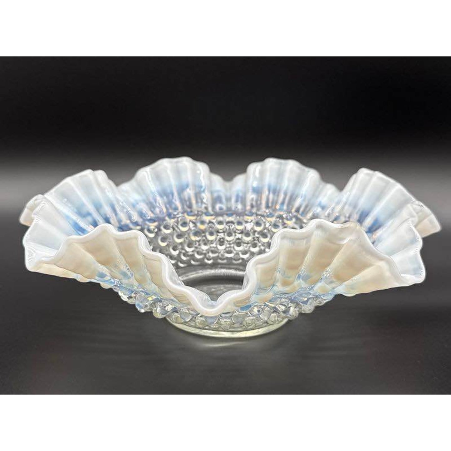 Vintage Fenton Opalescent Ruffled Hobnail Dish