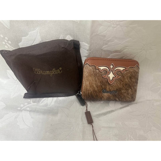 Wrangler Hair on hide leather Western Zip Wallet. B188-5548