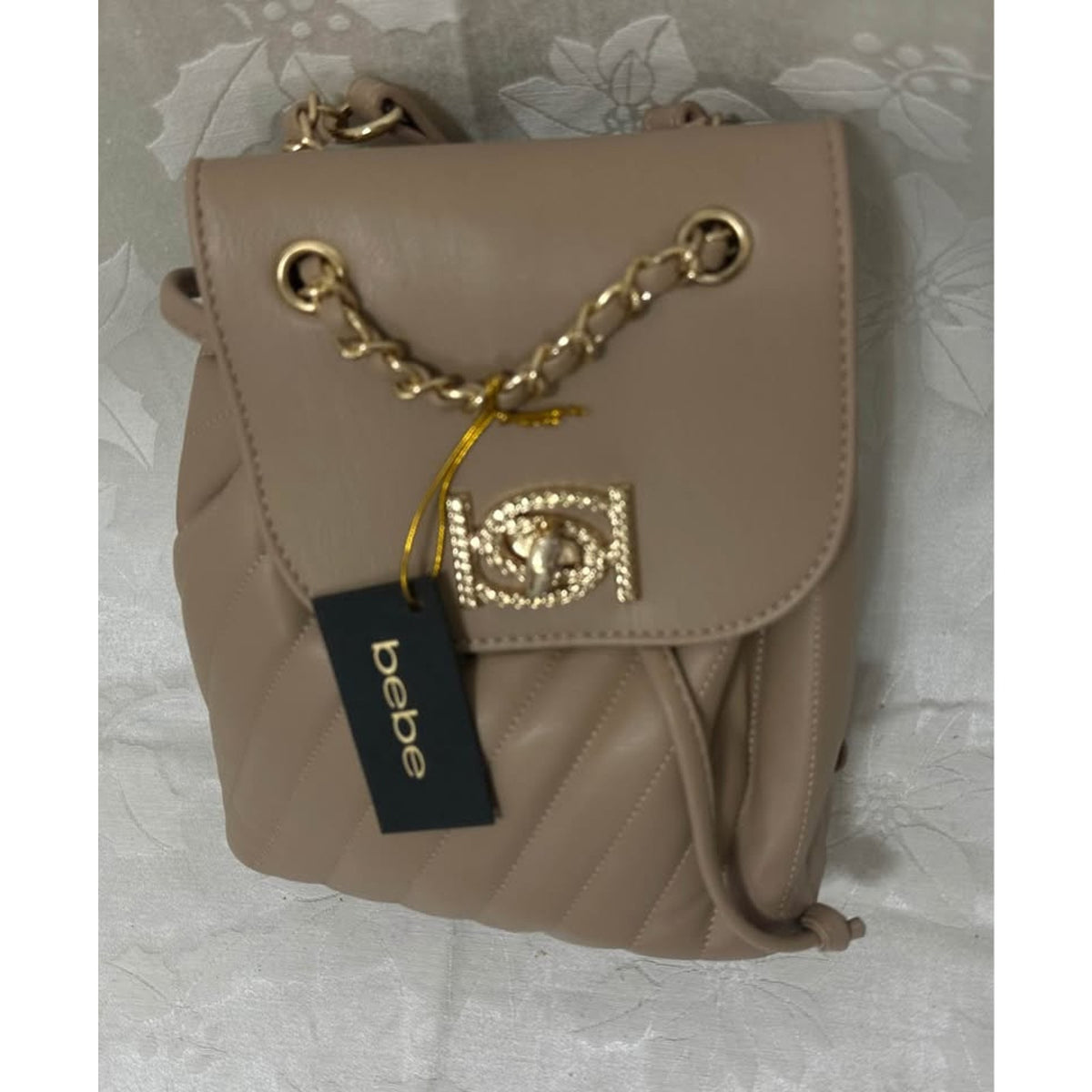 Bebe Quilted Mini Backpack tan B124-5040