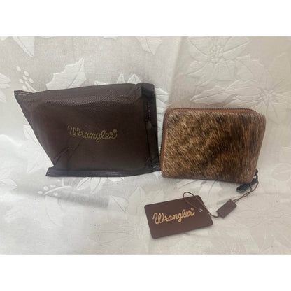 Wrangler Hair on hide leather Western Zip Wallet. B188-5548