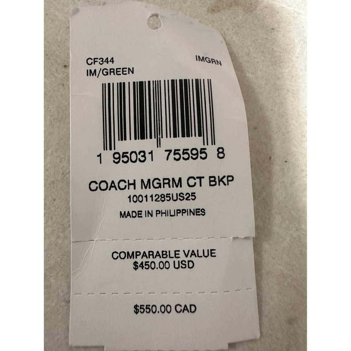 New Coach Green Monogram Backpack leather. B-286