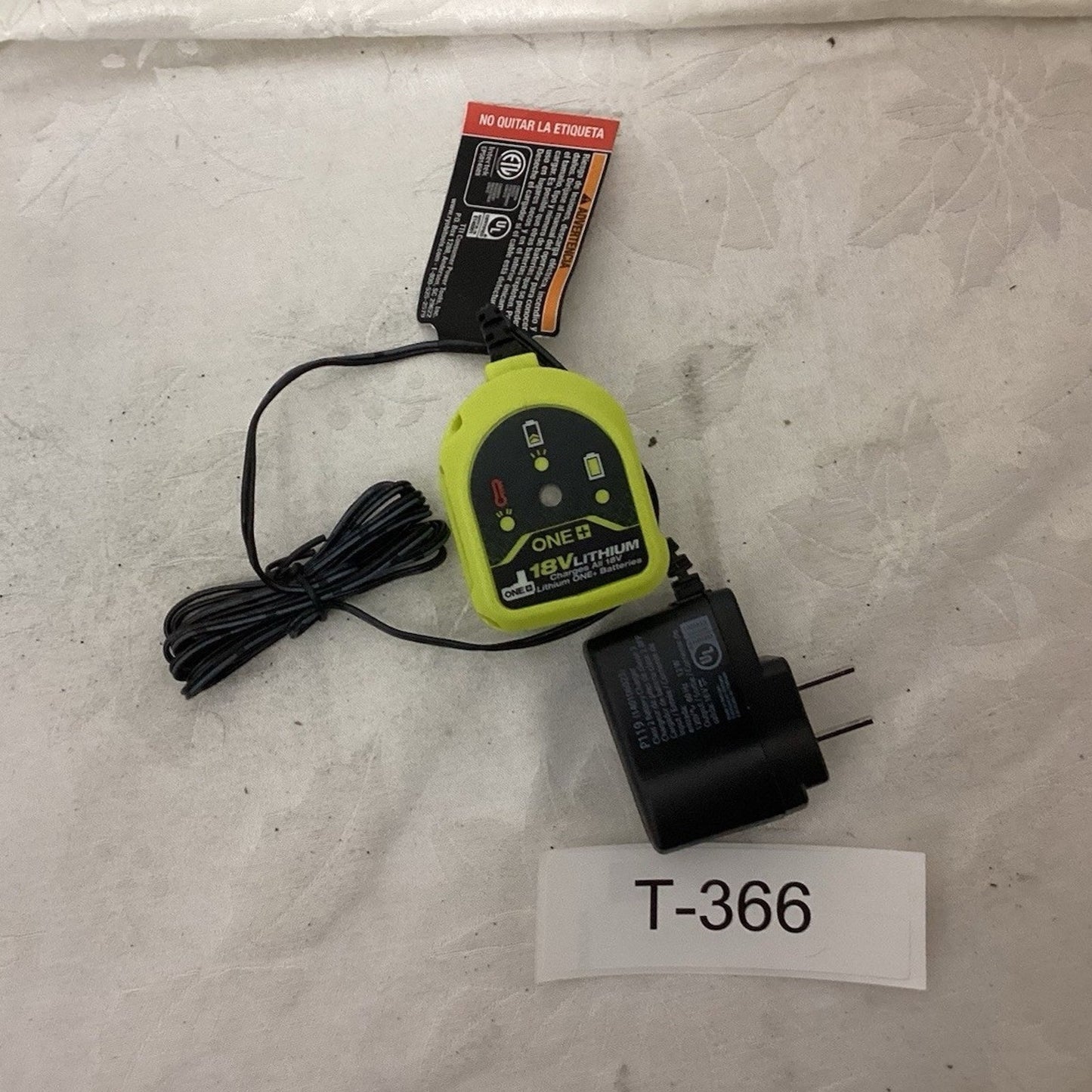 Ryobi ONE+ 18V Lithium Green Power Tool Battery Charger Includes Adapter T366