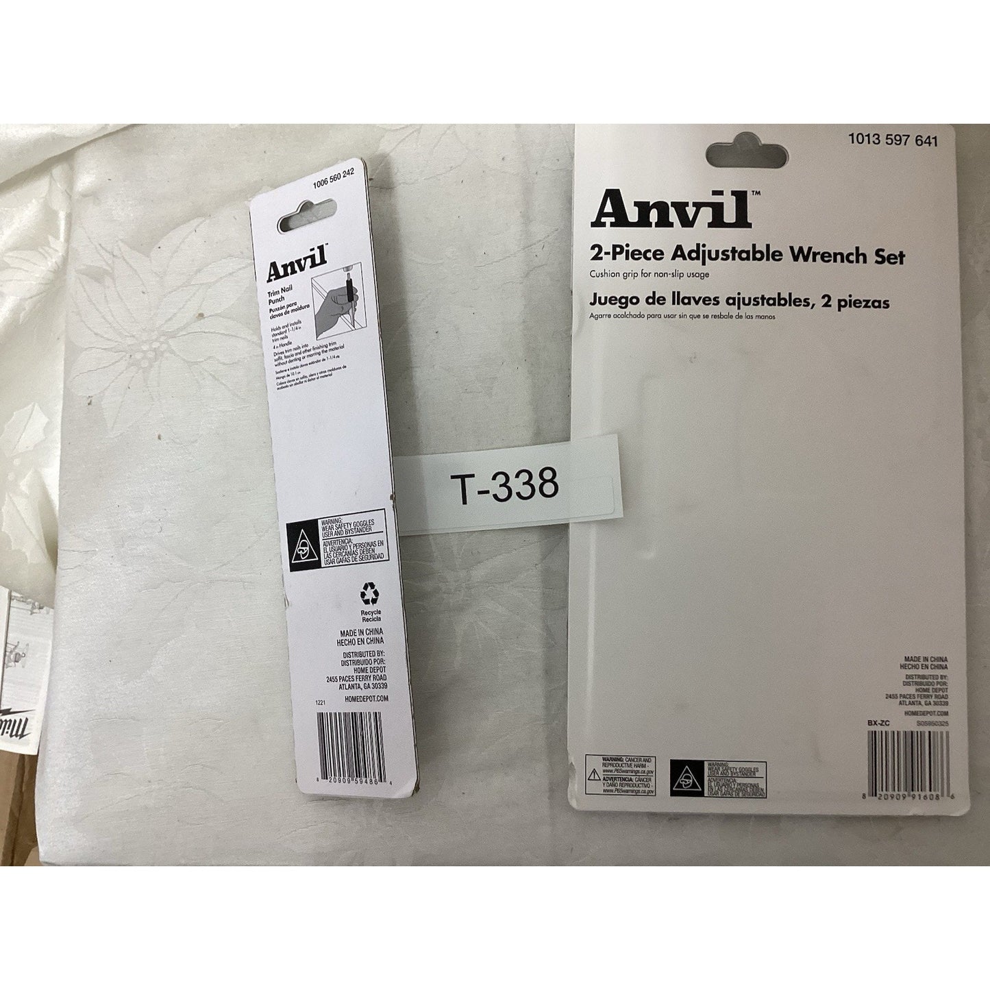 Anvil Adjustable Steel Wrench Set 2-Piece 6 in & 8 in Cushion Grip T-338