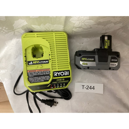 Ryobi ONE+ 18V Lithium-Ion Battery 4Ah Green Power Tool Charger Set T-244