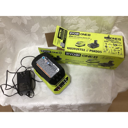 Ryobi ONE+ 2Ah 18V Lithium-Ion Starter Kit Battery Charger with Battery