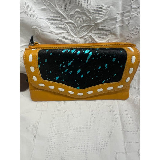 Pre-loved Myra Bag Wallet Must Yellow Black Turq SplaT B-333