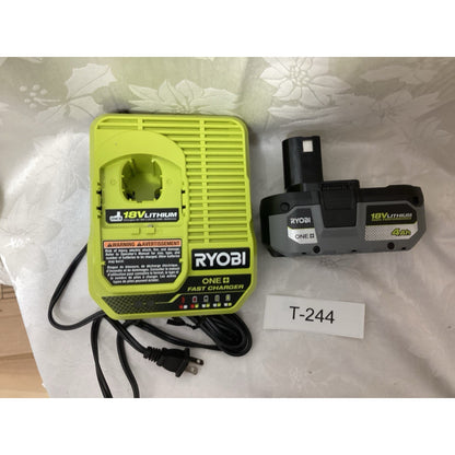 Ryobi ONE+ 18V Lithium-Ion Battery 4Ah Green Power Tool Charger Set T-244