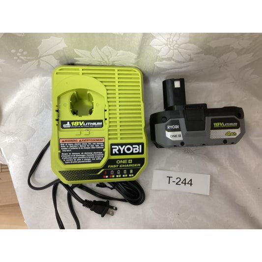 Ryobi ONE+ 18V Lithium-Ion Battery 4Ah Green Power Tool Charger Set T-244