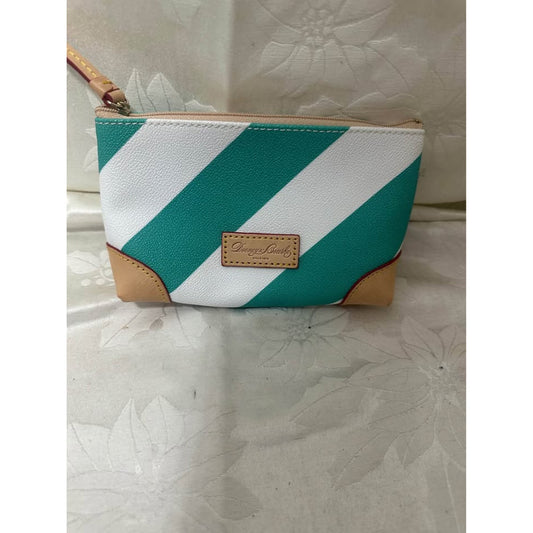 New Dooney & Bourke white and teal striped pouch. B-299