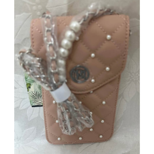 BADGLEY MISCHKA Quilted Pearl Strap cross Phone pocket. B163