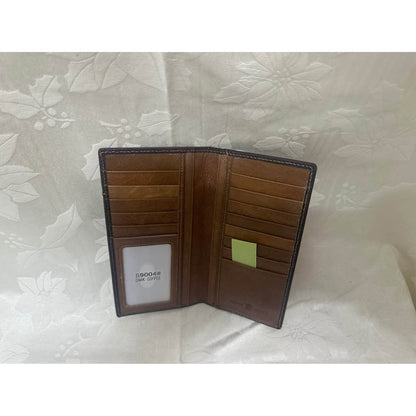 Mens Leather Cowboy Bifold Wallet DR Coffee. PRAYING COWBOY