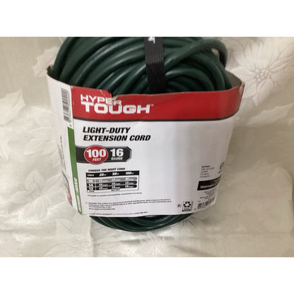 Hyper Tough 100ft 16/3 Light Duty Extension Cord, Indoor/Outdoor, Green