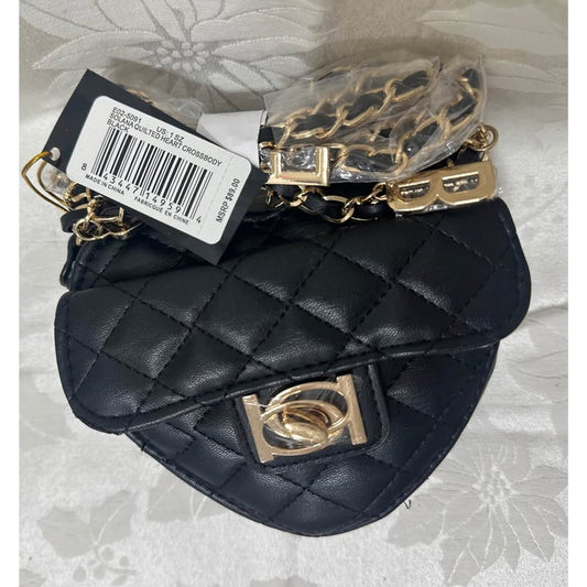 NEW BEBE Solana Quilted Heart Crossbody black. B131-