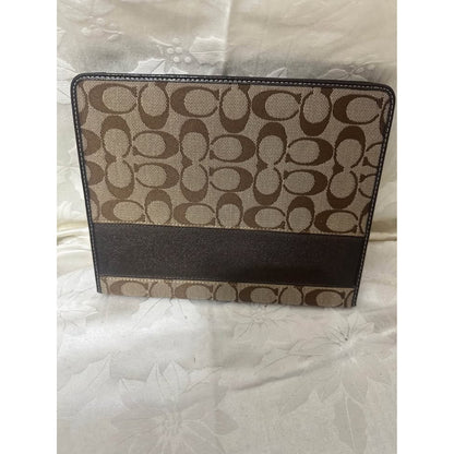 Pre-loved Coach Signature C Tan Brown Tablet Case. B-298