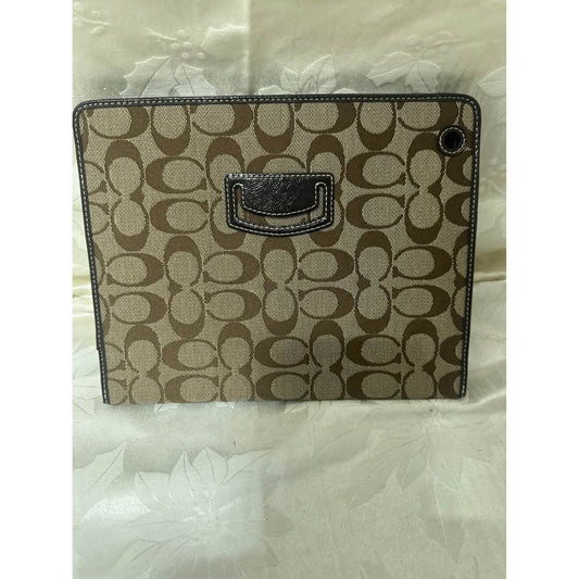 Pre-loved Coach Signature C Tan Brown Tablet Case. B-298