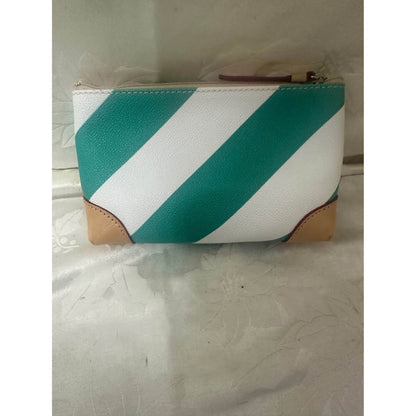 New Dooney & Bourke white and teal striped pouch. B-299