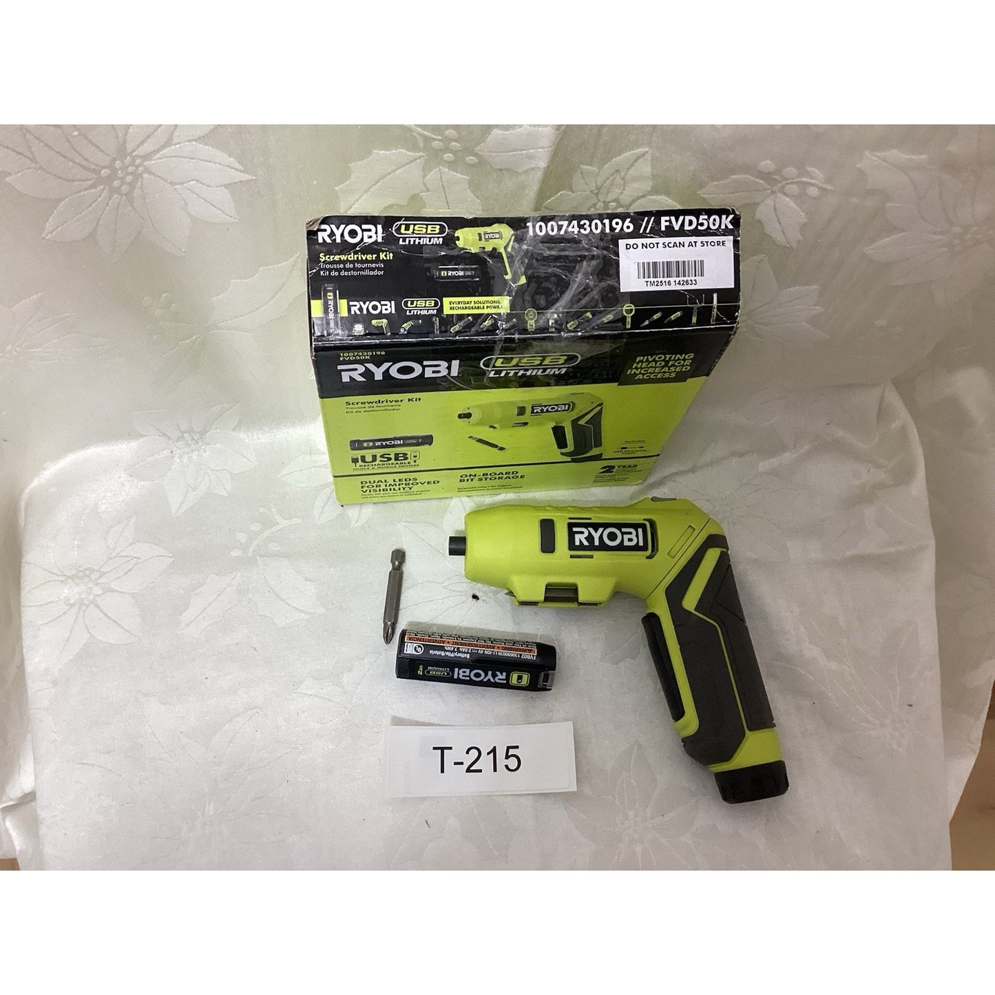 Ryobi FVD50K USB Lithium Screwdriver Kit 4V Li-Ion Battery Green/Black T-215