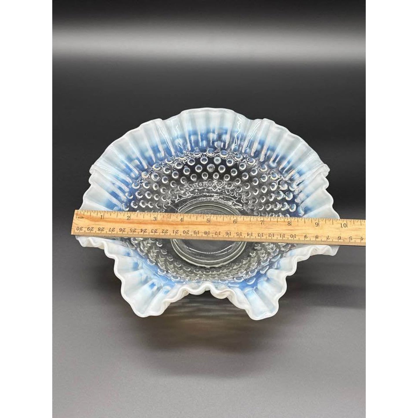 Vintage Fenton Opalescent Ruffled Hobnail Dish