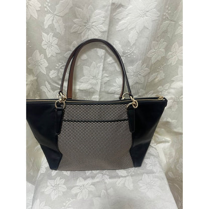Pre-loved Coach Black Leather and Patterned Canvas Tote Bag