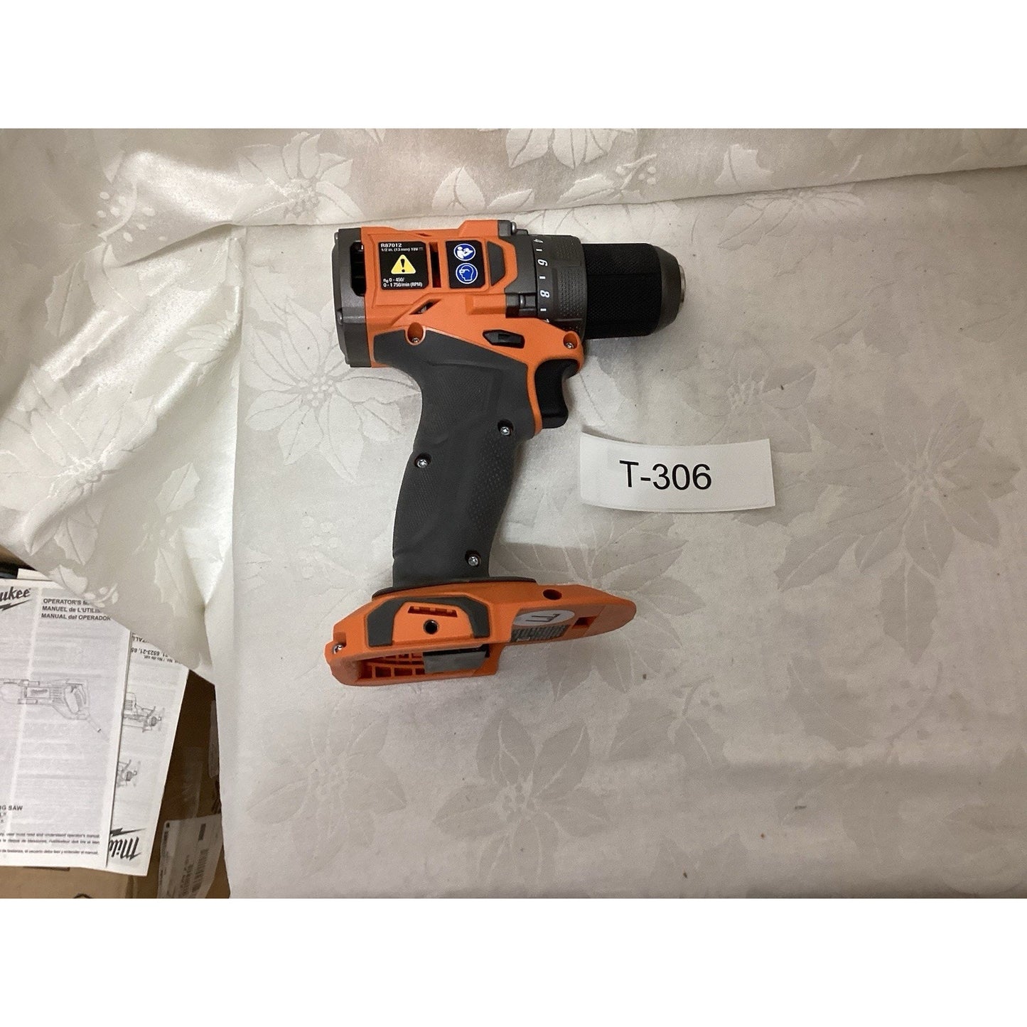 RIDGID R87012 18V Cordless Drill Driver Orange Black Keyless 1/2" Battery T-306