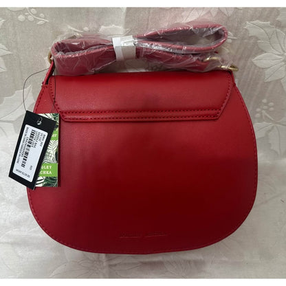 Badgley Mischka Red Saddle Bag with gold accents. B142-6050