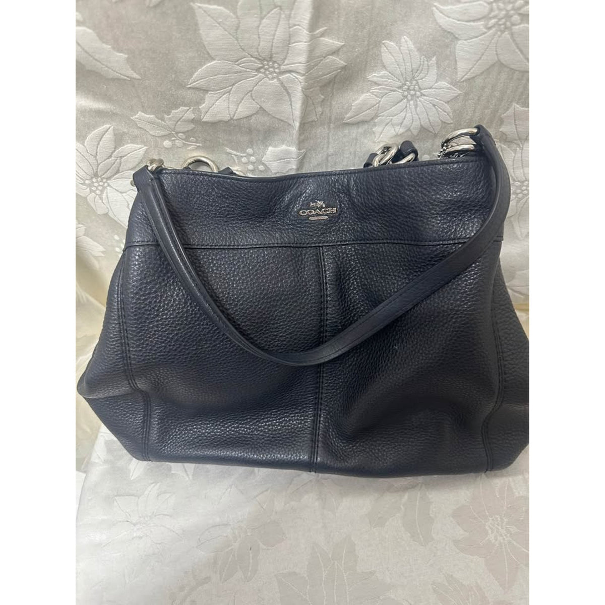 Coach Black Pebbled Leather Shoulder Bag E1757-F57545. B-288