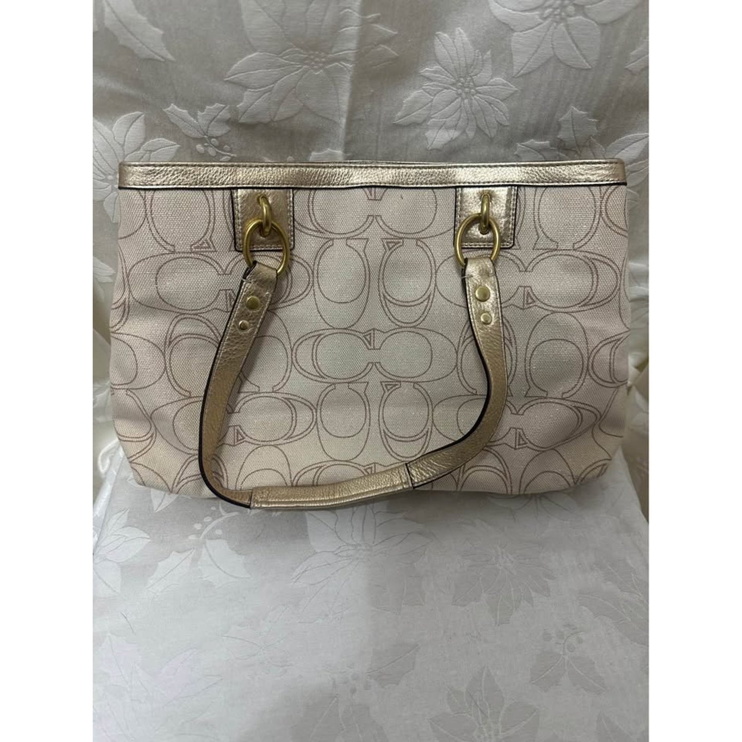Pre-loved Coach Signature C Metallic Gold Tote Bag. B287