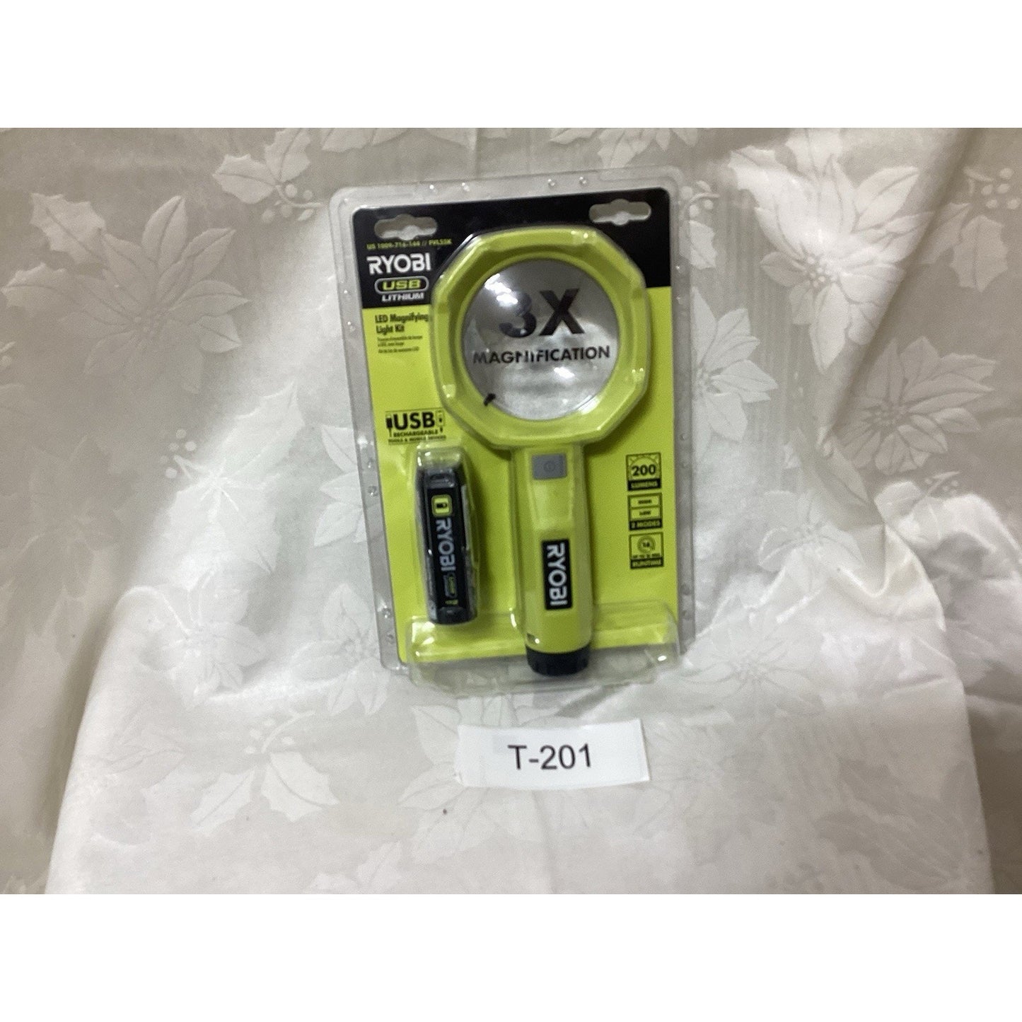 RYOBI USB Lithium Rechargeable LED Magnifier Worklight 200 lm 3X 4V PWL55 T201