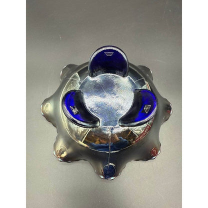 Fenton Carnival Glass 7-1/2 Inch Ruffled Rim Bowl With Three Spatula Feetn