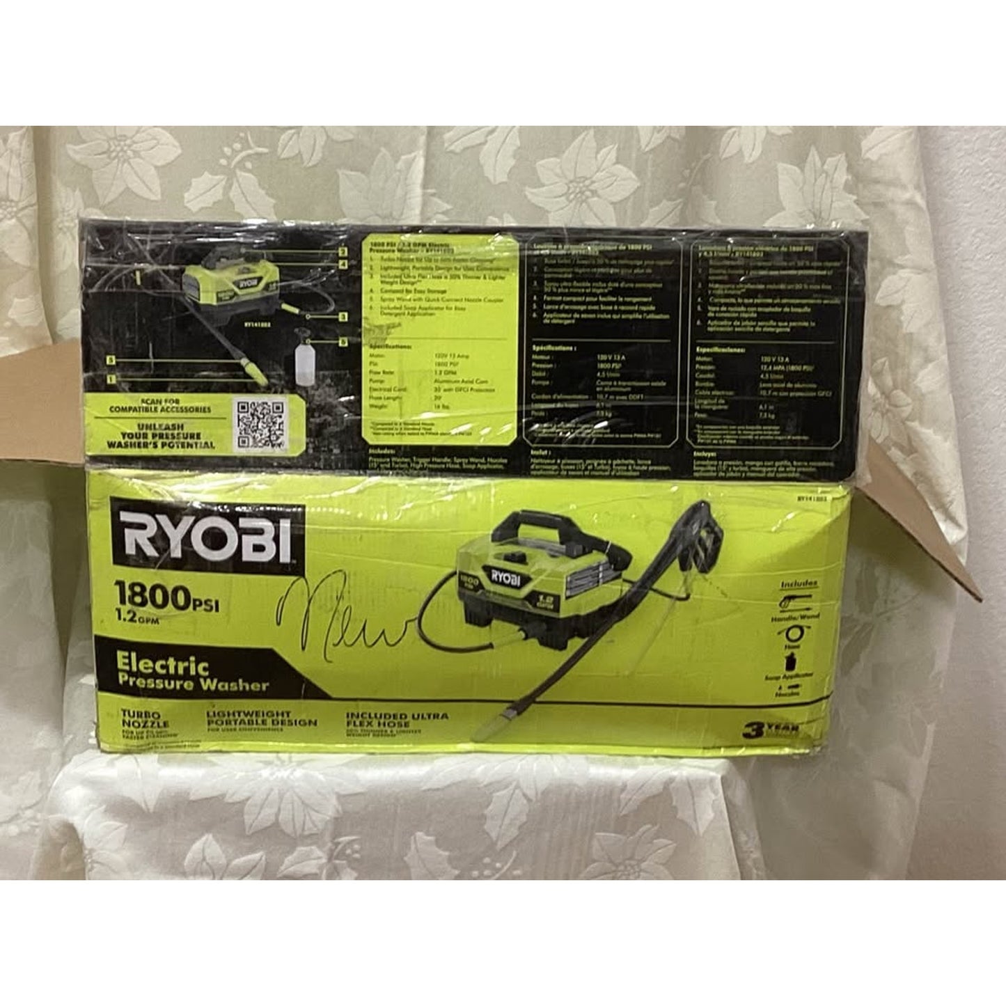Ryobi 1800 PSI 1.2 GPM Electric Pressure Washer T-587