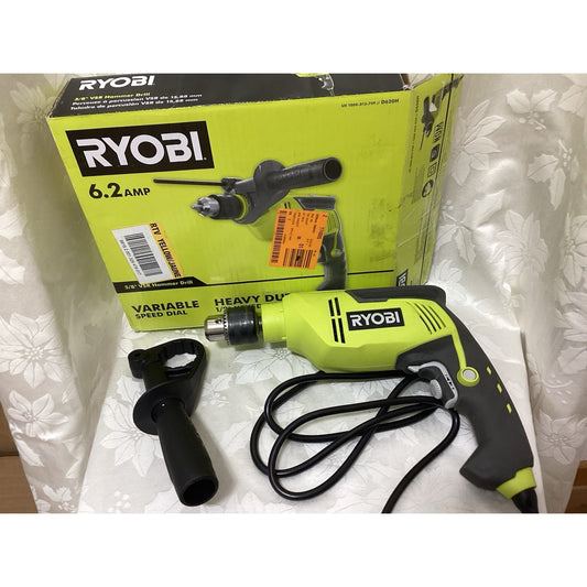 Ryobi D620H 6.2 Amp Hammer Drill, 1/2" Keyed Chuck, Variable Speed, Set of 3