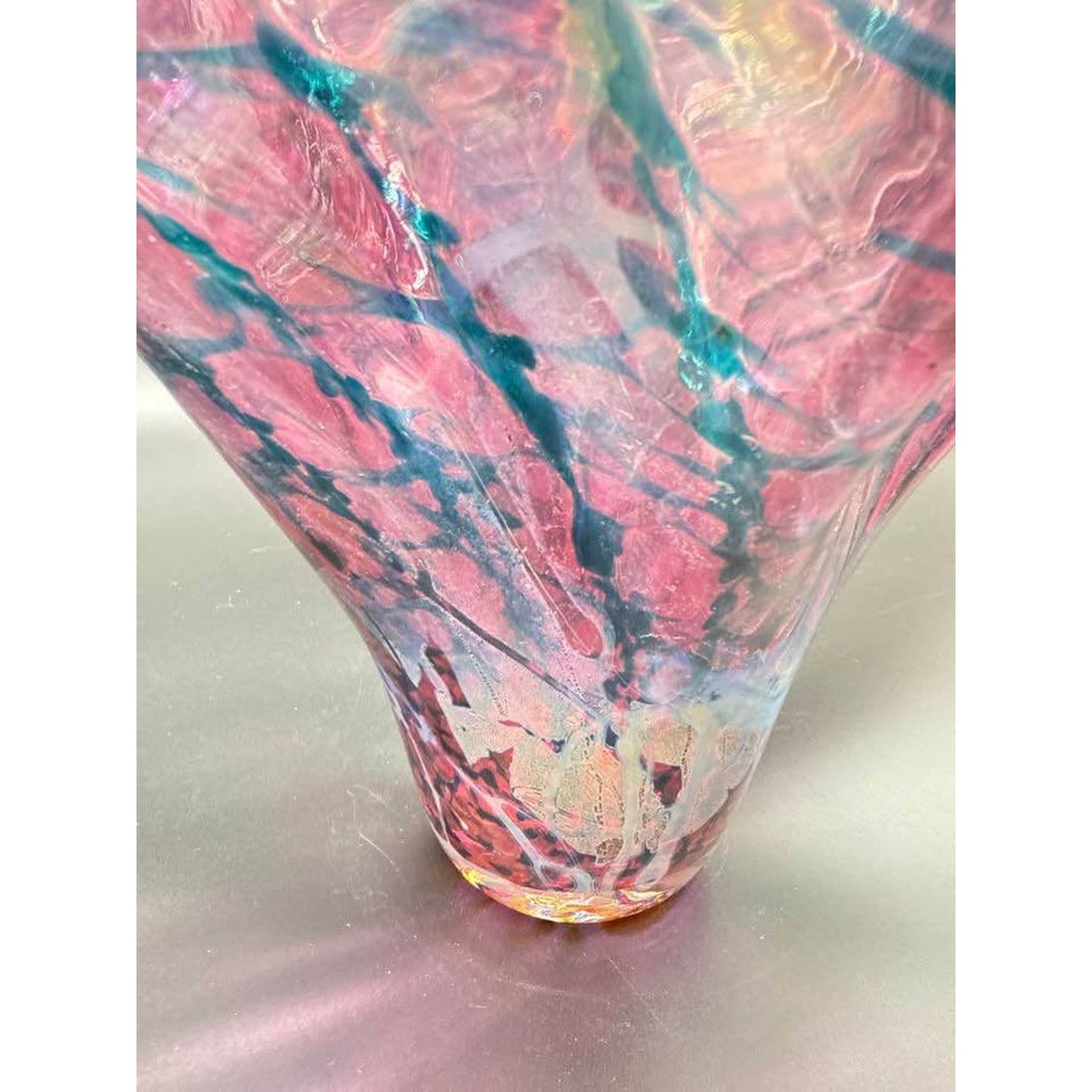 Signed Dichroic Art Glass Handkerchief Vase